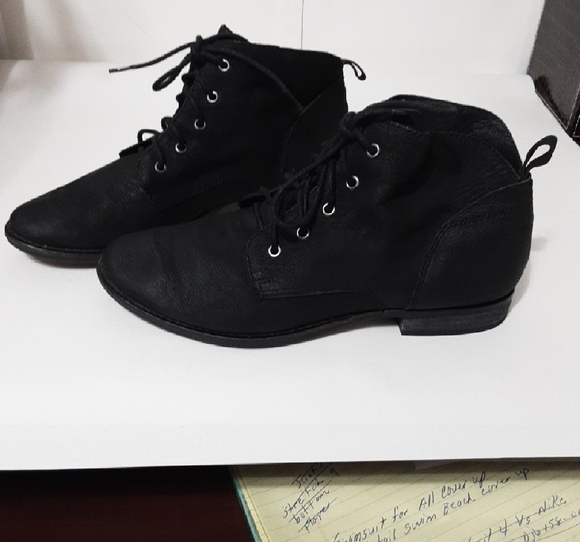 Sam Edelman Mare Black Leather Moto Combat Lace-Up Ankle Boots - Picture 3 of 9